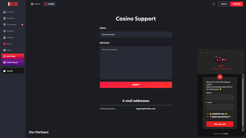 1red support screenshot