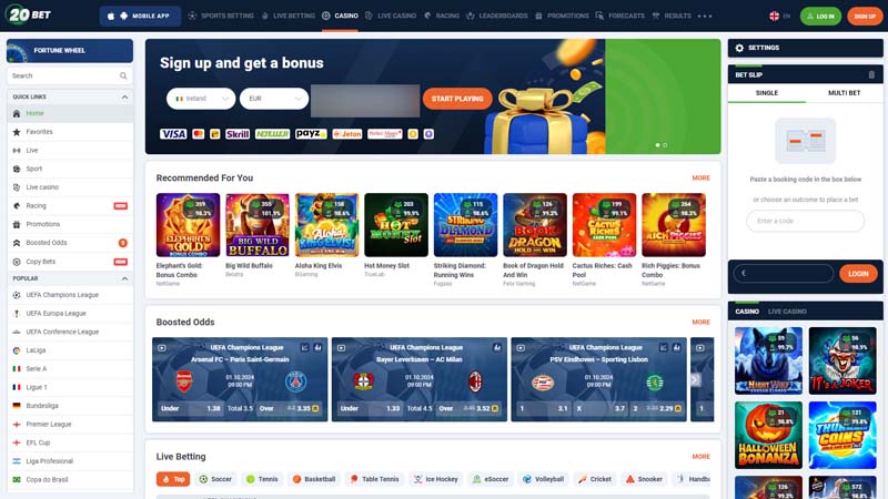 20bet lobby screenshot