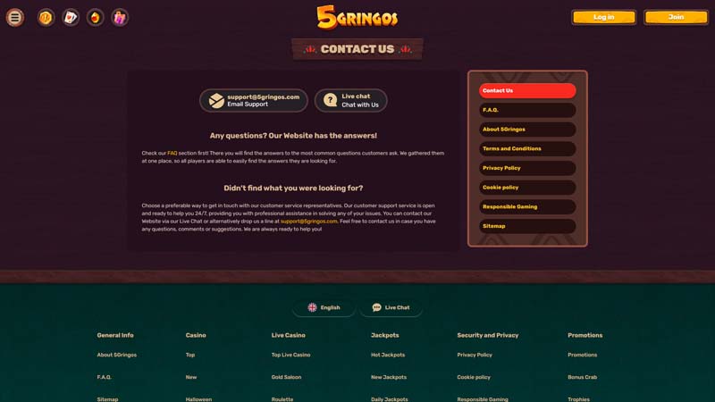 5gringos support screenshot