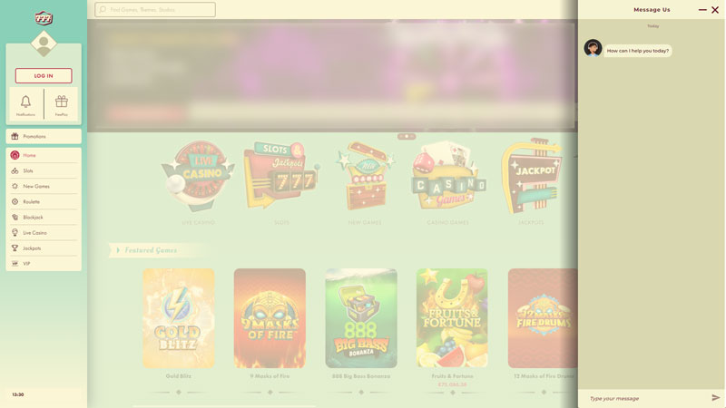 777-casino support screenshot