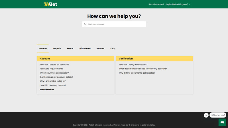 7abet support screenshot