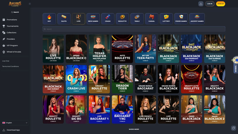 anubis-casino live screenshot