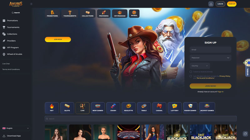 anubis-casino lobby screenshot