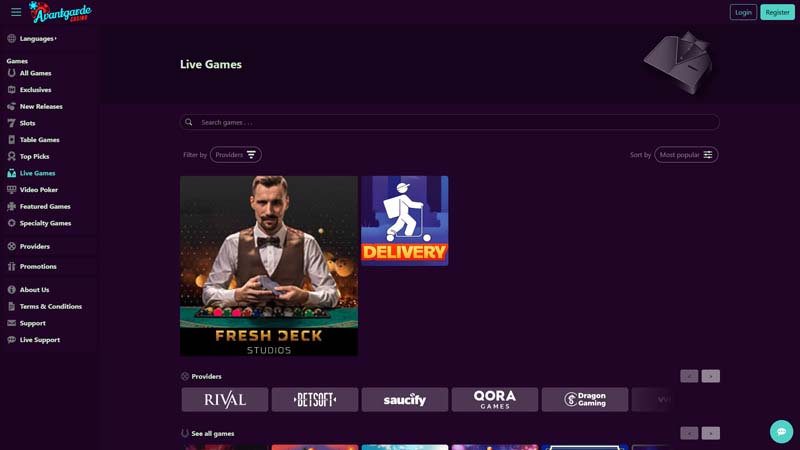 avantgarde live screenshot