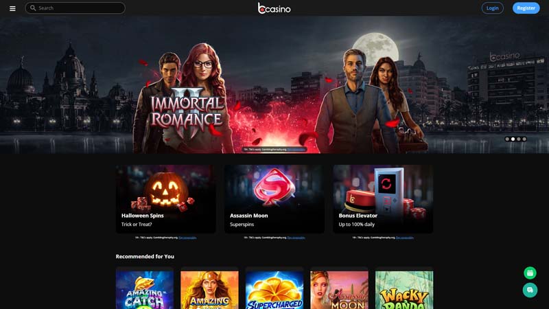 bcasino lobby screenshot