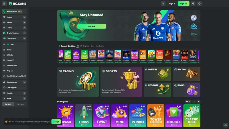 bcgame lobby screenshot