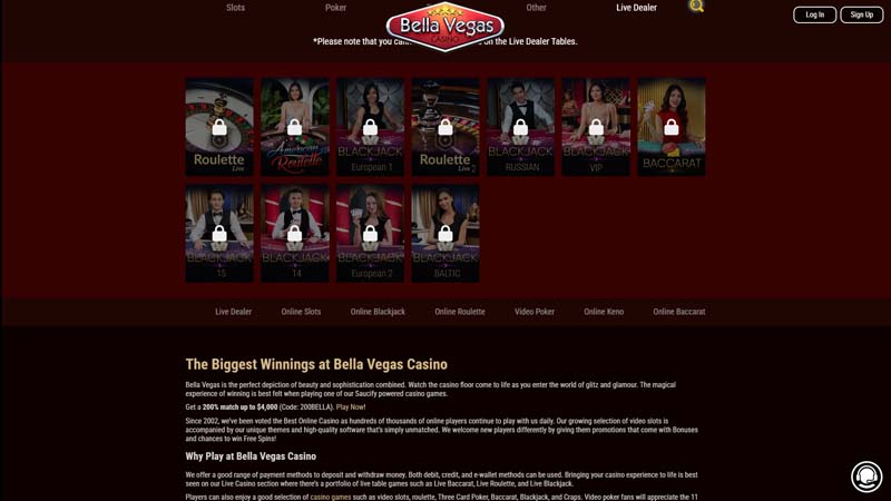 bella-vegas-casino live screenshot