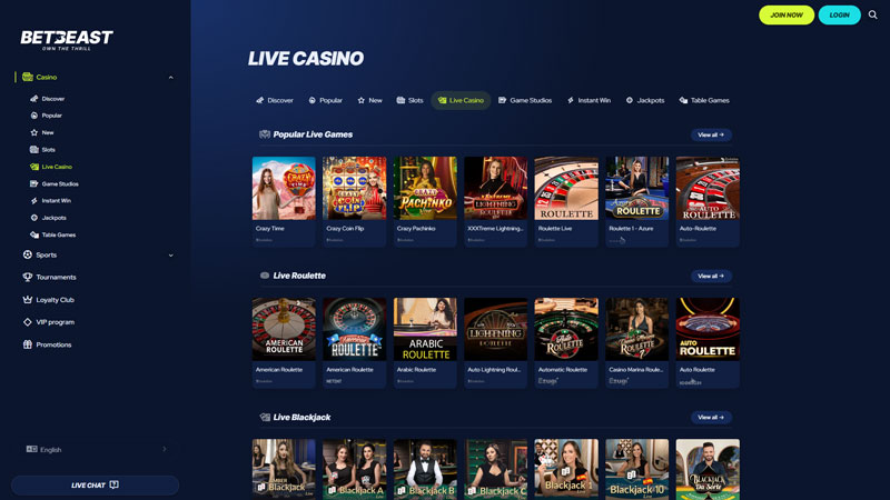 betbeast live screenshot