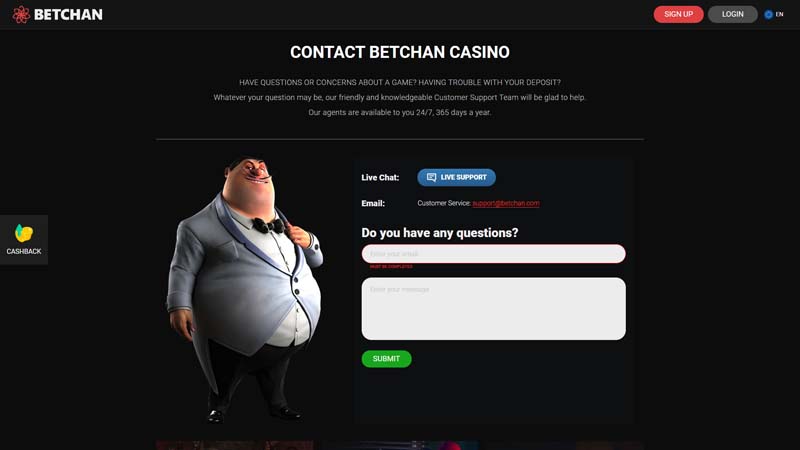 betchan-casino support screenshot