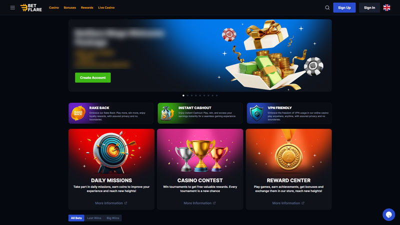betflare lobby screenshot