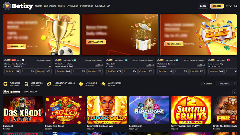 betizy lobby screenshot