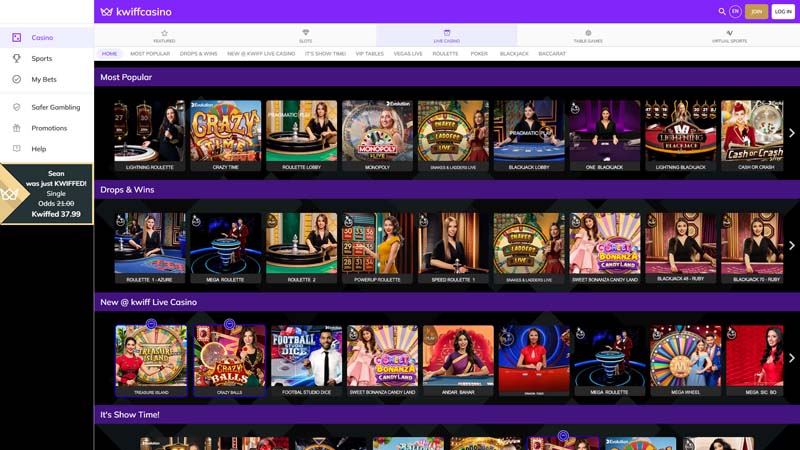 betkwiff live screenshot