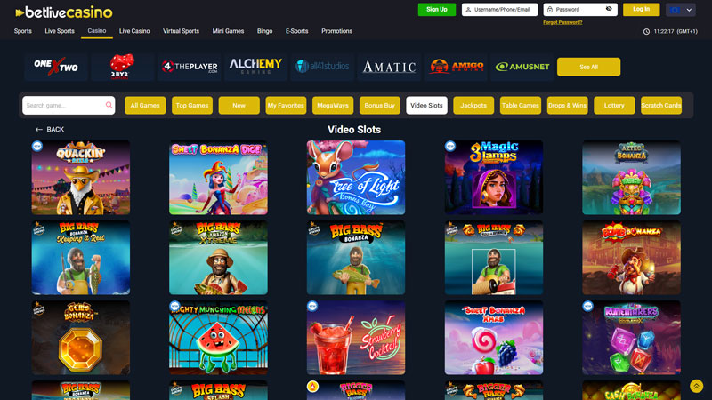 betlivecasino slots screenshot