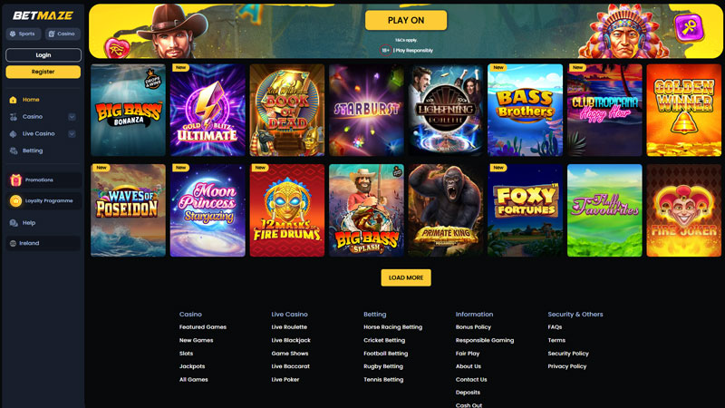 betmaze lobby screenshot