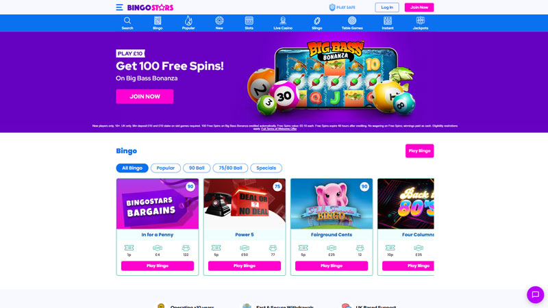 bingostars lobby screenshot