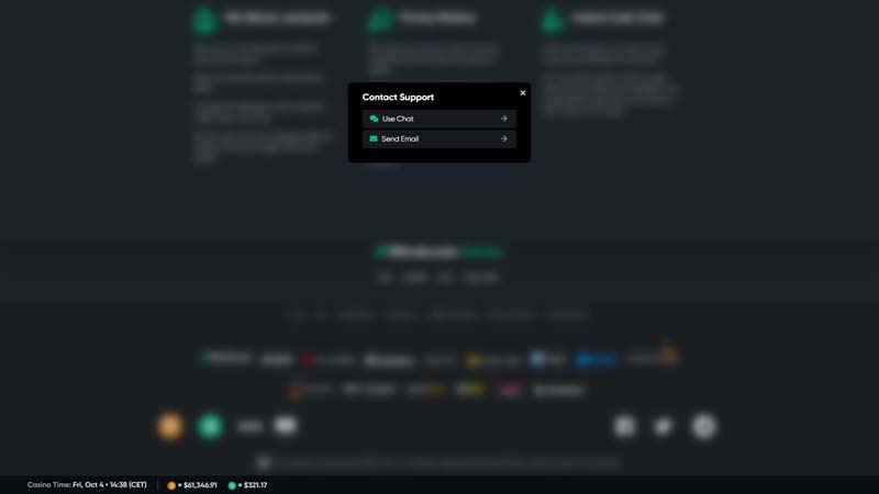 bitcoingames support screenshot