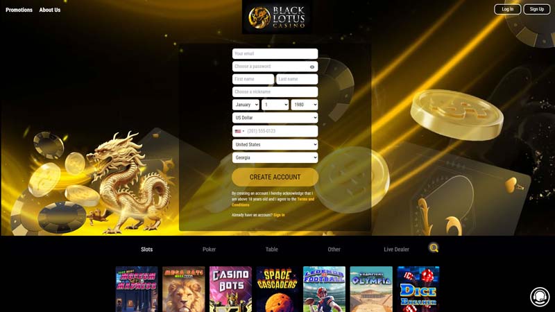 black-lotus-casino lobby screenshot