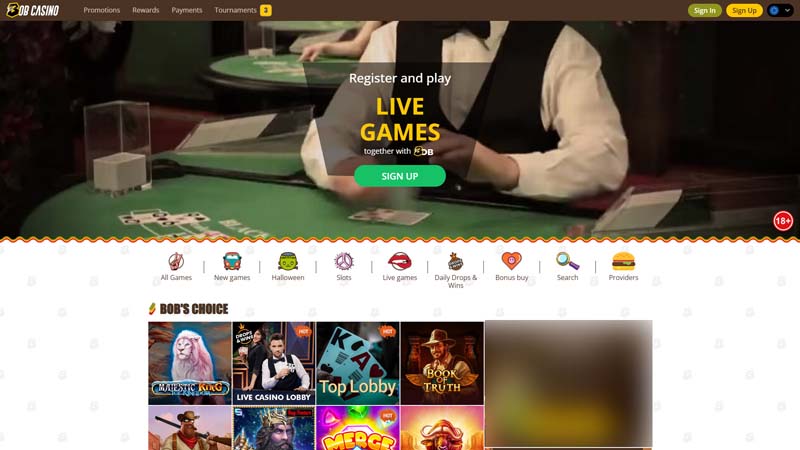 bob-casino lobby screenshot