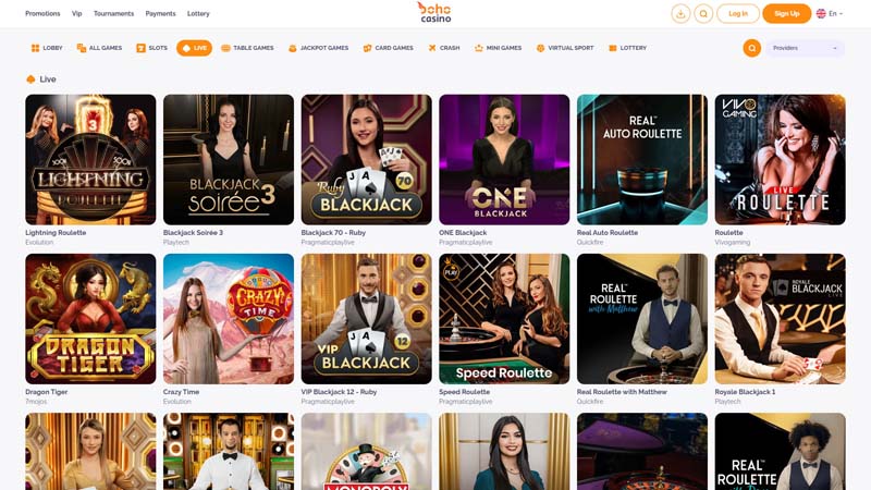 boho-casino live screenshot