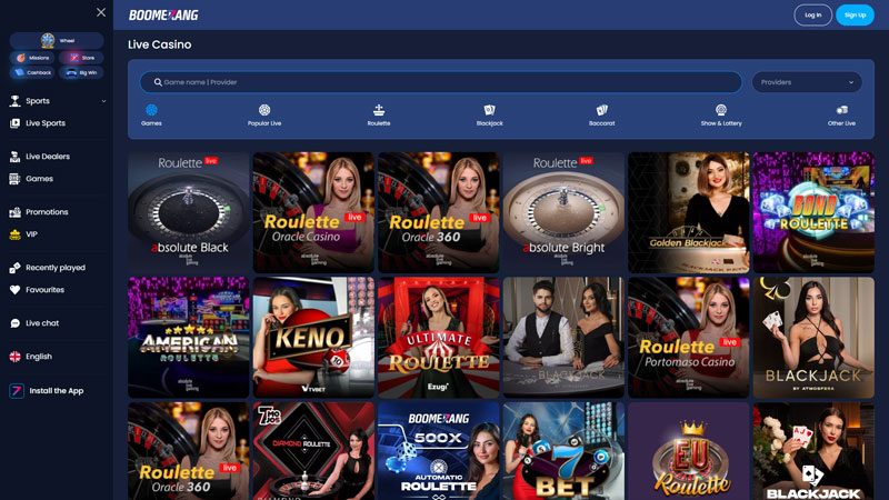 boomerangbet live screenshot
