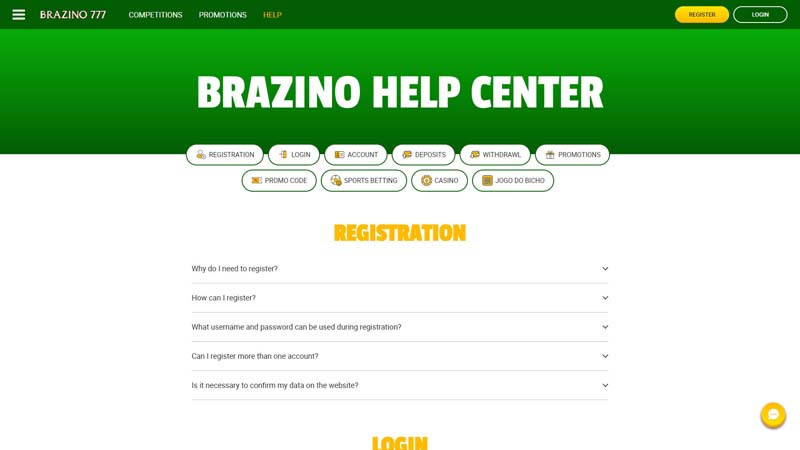 brazino777 support screenshot
