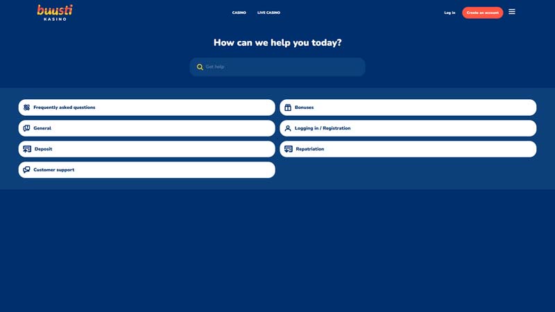 buusti support screenshot