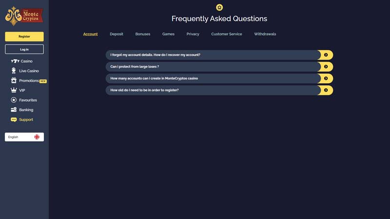 cabarino support screenshot