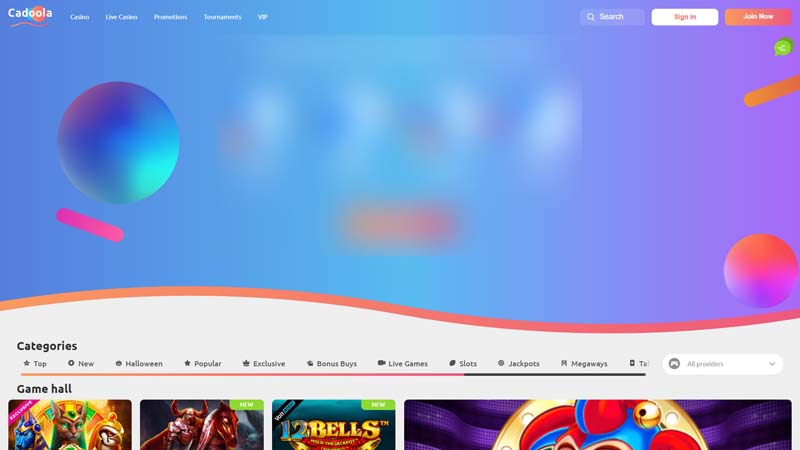 cadoola-casino lobby screenshot