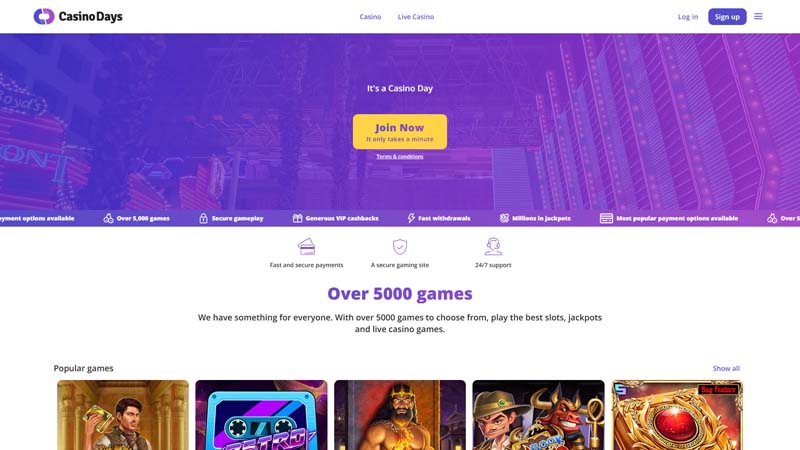 casino-days lobby screenshot