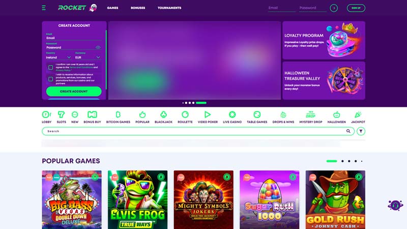 casino-rocket lobby screenshot