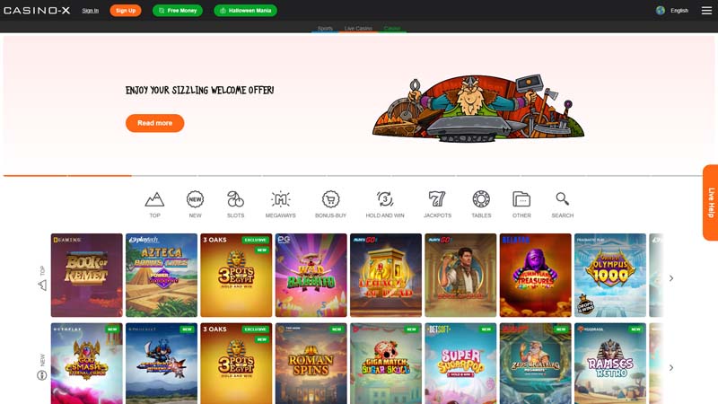 casino-x lobby screenshot