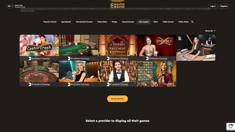 casinocasino live screenshot