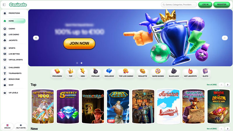 casinolo lobby screenshot