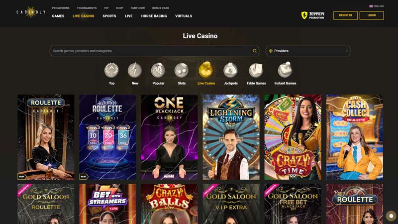 casinoly live screenshot