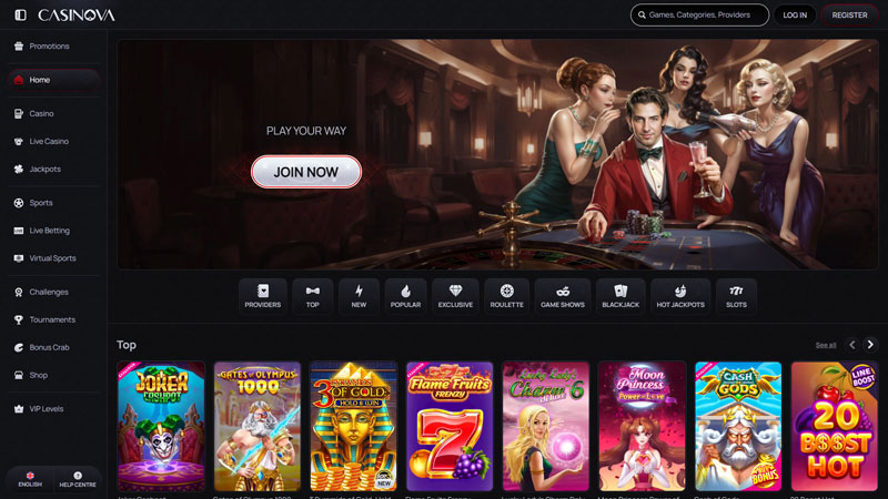 casinova lobby screenshot