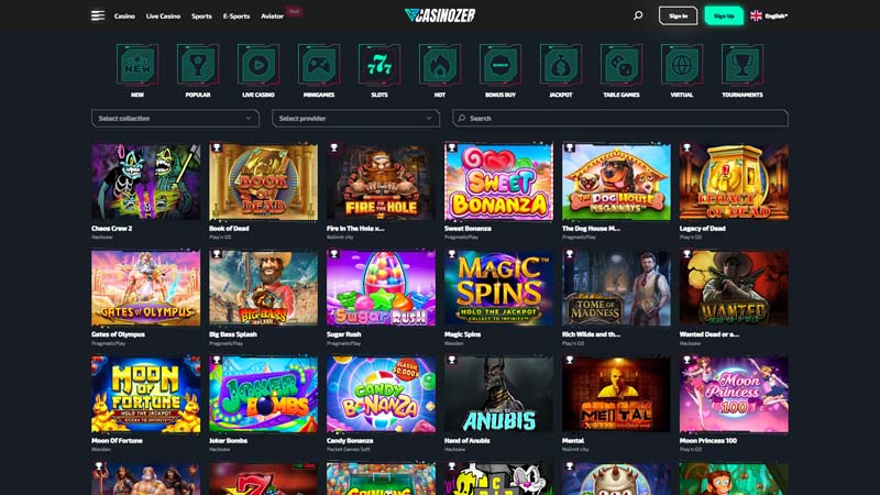 casinozer slots screenshot