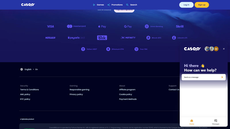 casoo-casino support screenshot