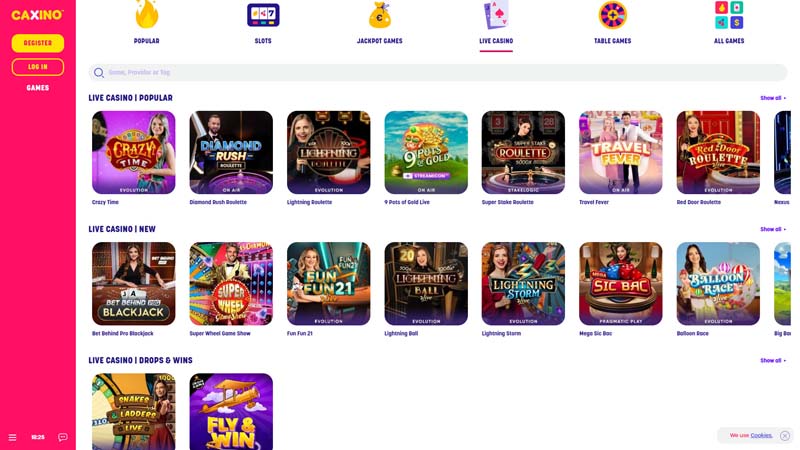 caxino live screenshot