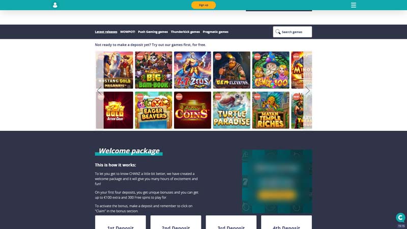 chanz-casino slots screenshot