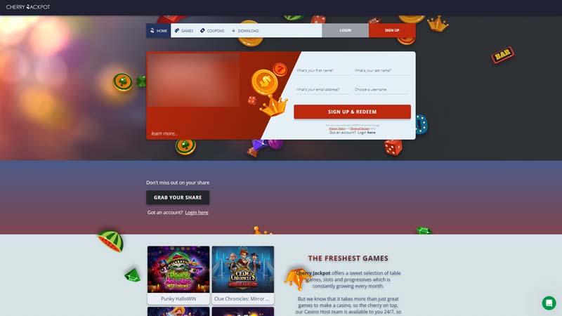 cherry-jackpot-casino lobby screenshot