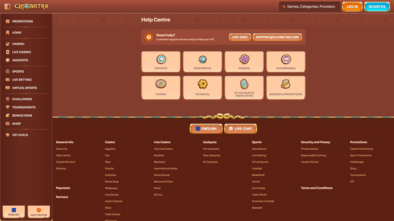 cleobetra support screenshot