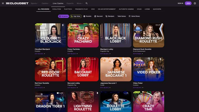 cloudbet-casino live screenshot