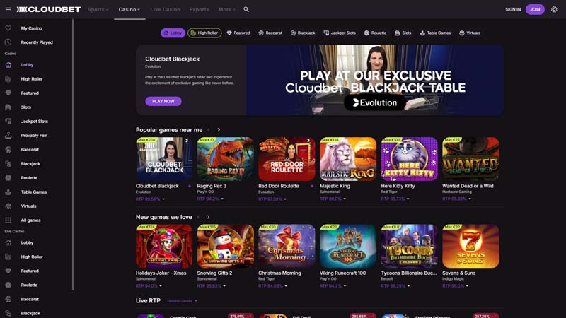 cloudbet-casino lobby screenshot