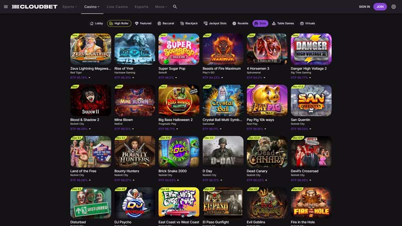 cloudbet-casino slots screenshot