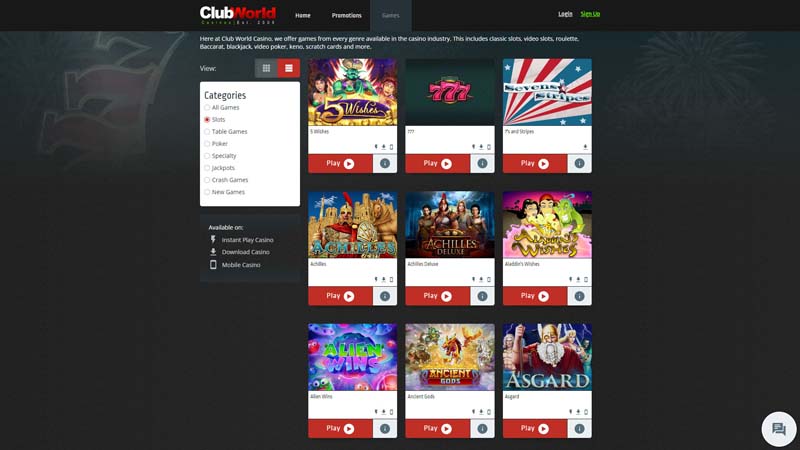 club-world-casino slots screenshot