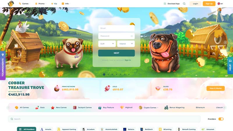 cobber-casino lobby screenshot