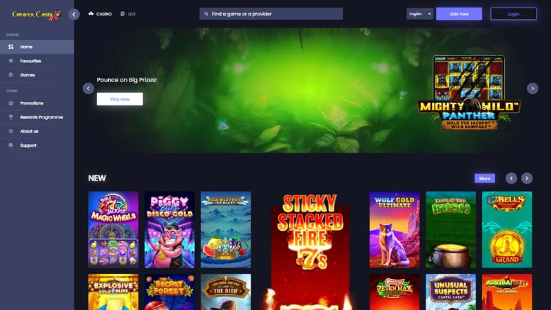 conquer-casino lobby screenshot