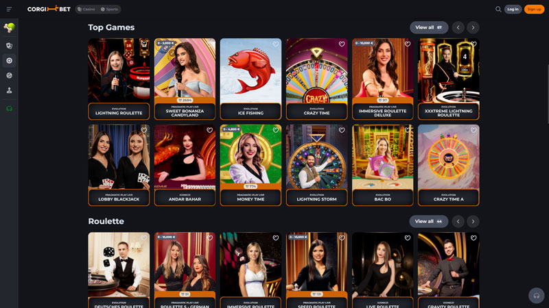 corgibet live screenshot