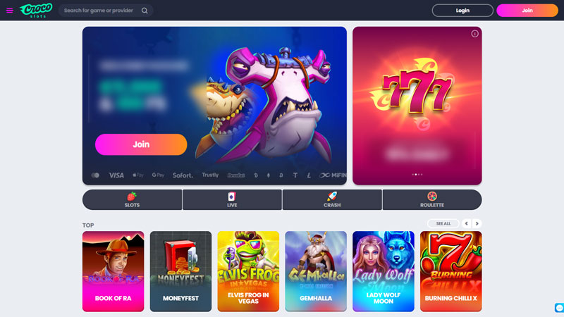 crocoslots lobby screenshot