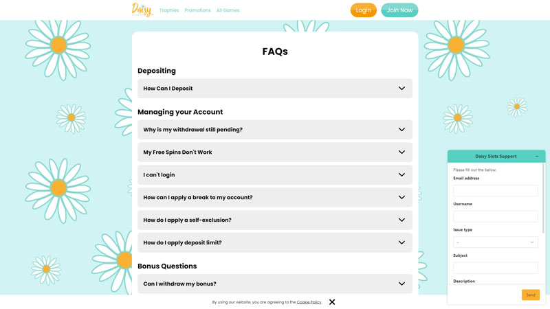 daisy-slots support screenshot
